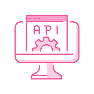 Icon of 'api setup service in pink color.