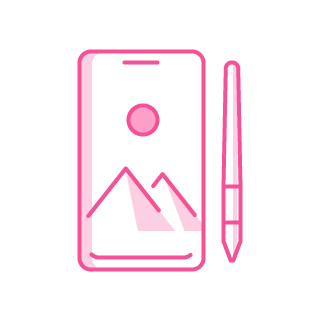 Icon of 'application design' service in pink color.