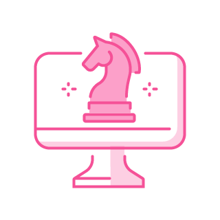 Icon of 'content strategy' service in pink color.