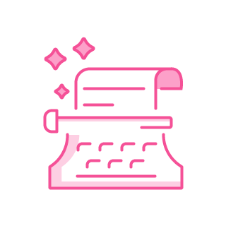 Icon of 'copywriting' service in pink color.