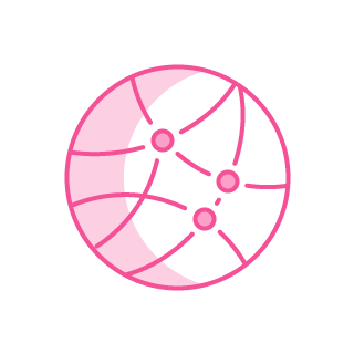 Icon of 'global seo' service in pink color.