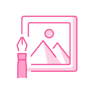 Icon of 'graphic design' service in pink color.
