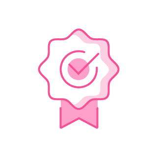 Icon of 'insurance and certificate' service in pink color.