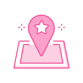 Icon of 'local seo' service in pink color.