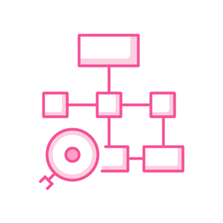 Icon of 'network checkup' service in pink color.