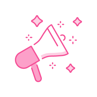 Icon of 'online marketing' service in pink color.