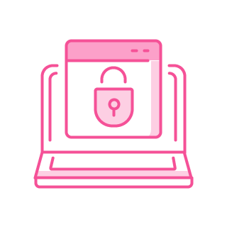 Icon of 'security checkup' service in pink color.