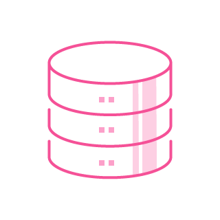 Icon of 'server and database setup' service in pink color.