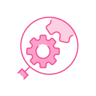 Icon of 'settings checkup' service in pink color.