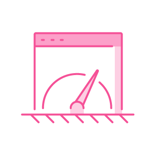 Icon of 'speed checkup' service in pink color.