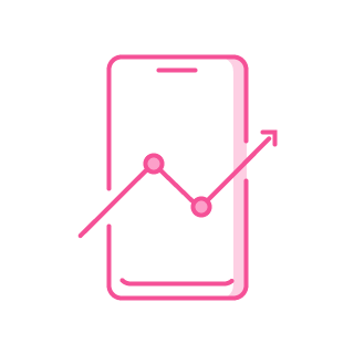 Icon of 'user growth' service in pink color.