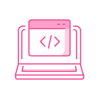 Icon of 'web develop' service in pink color.