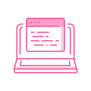 Icon of 'web redevelop' service in pink color.